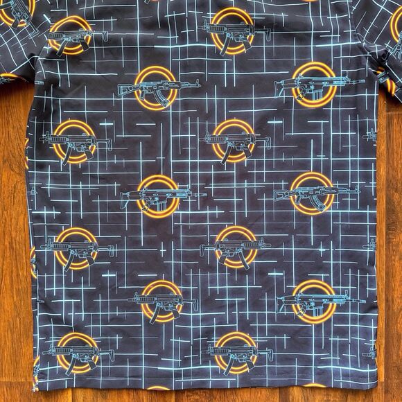 Retro Rifle “The Grid” Men’s Button Up Shirt Blue Gun Grid Pattern Stretchy Sz M - Picture 14 of 16